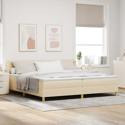 Letto a molle con materasso Crema 200 x 200 cm Poliestere