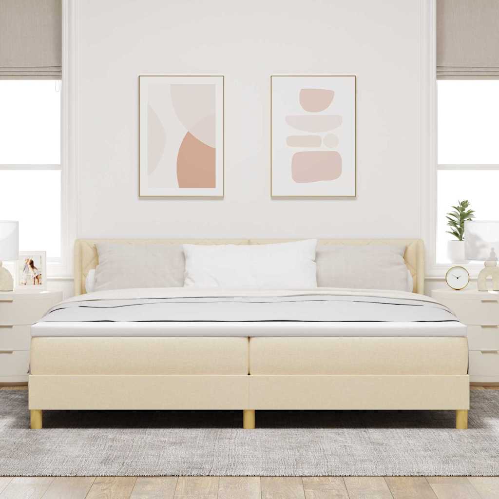 Letto a molle con materasso Crema 200 x 200 cm Poliestere