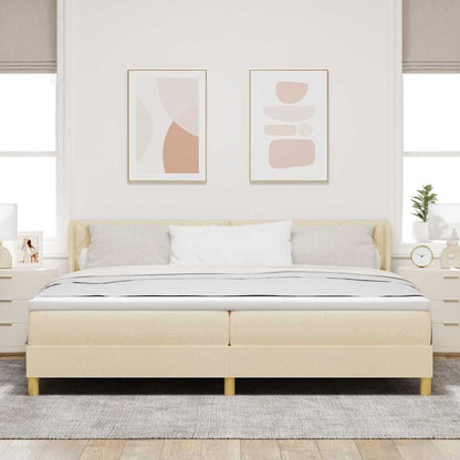 Letto a molle con materasso Crema 200 x 200 cm Poliestere