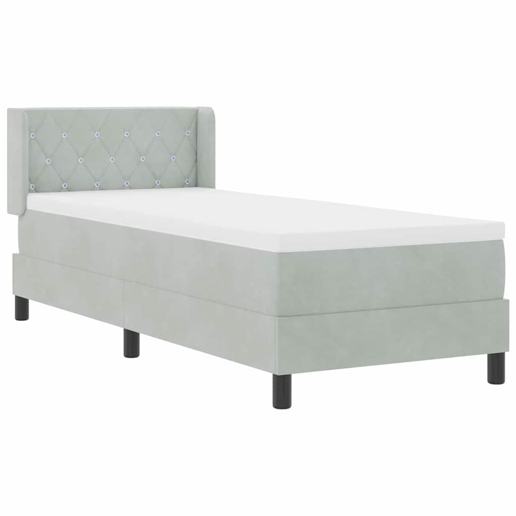 Letto a molle con materasso Grigio chiaro 200 x 80 cm Velluto