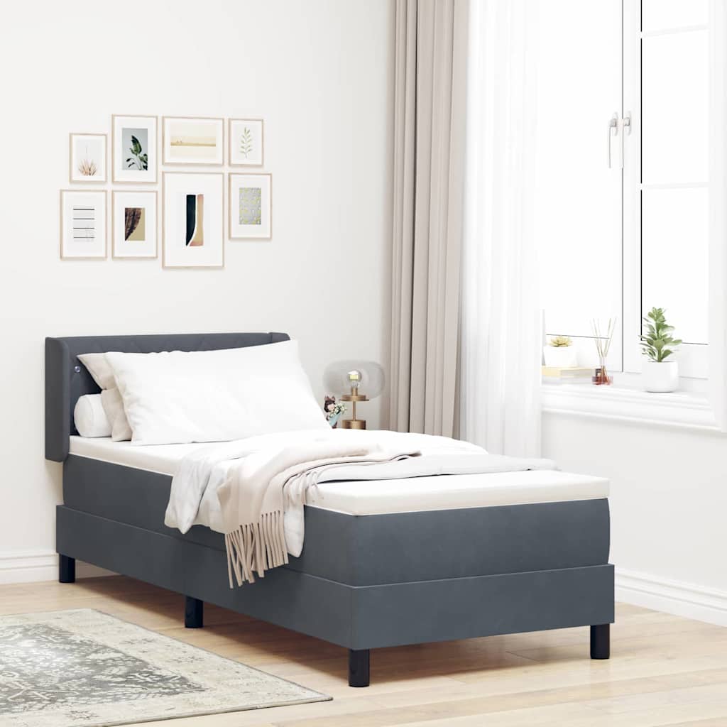 Letto a molle con materasso Grigio scuro 200 x 80 cm Velluto