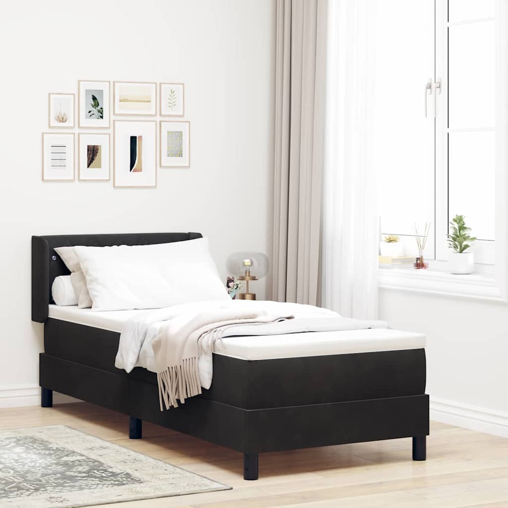 Letto a molle con materasso Nero 200 x 80 cm Velluto
