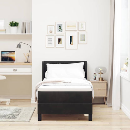 Letto a molle con materasso Nero 200 x 80 cm Velluto