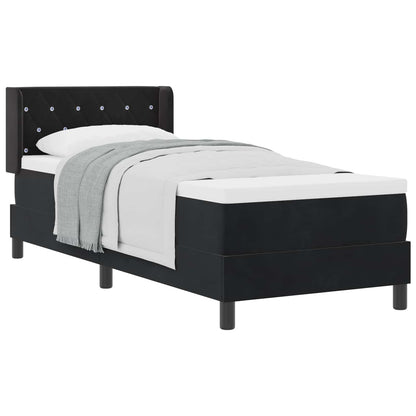 Letto a molle con materasso Nero 200 x 80 cm Velluto