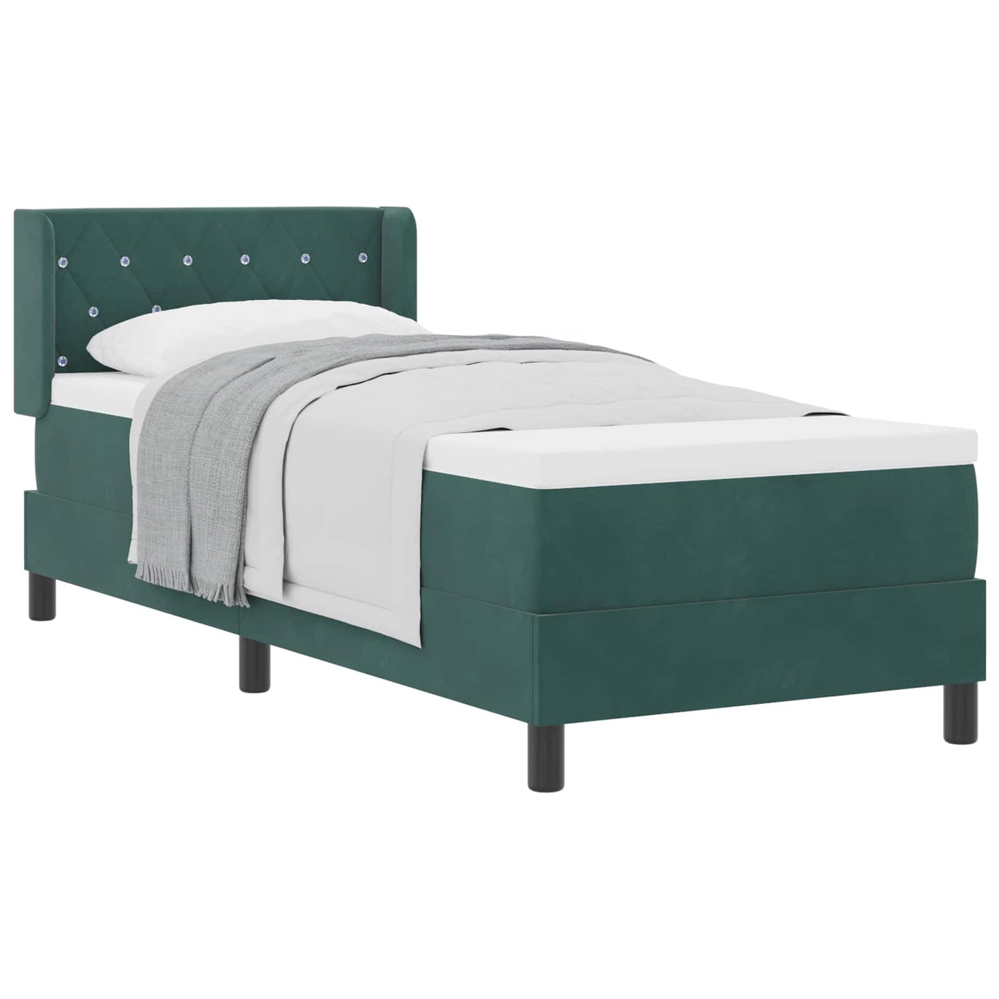 Letto a molle con materasso Verde Scuro 200 x 80 cm Velluto