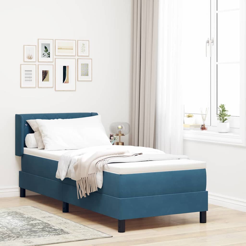 Letto a molle con materasso Blu Scuro 200 x 80 cm Velluto