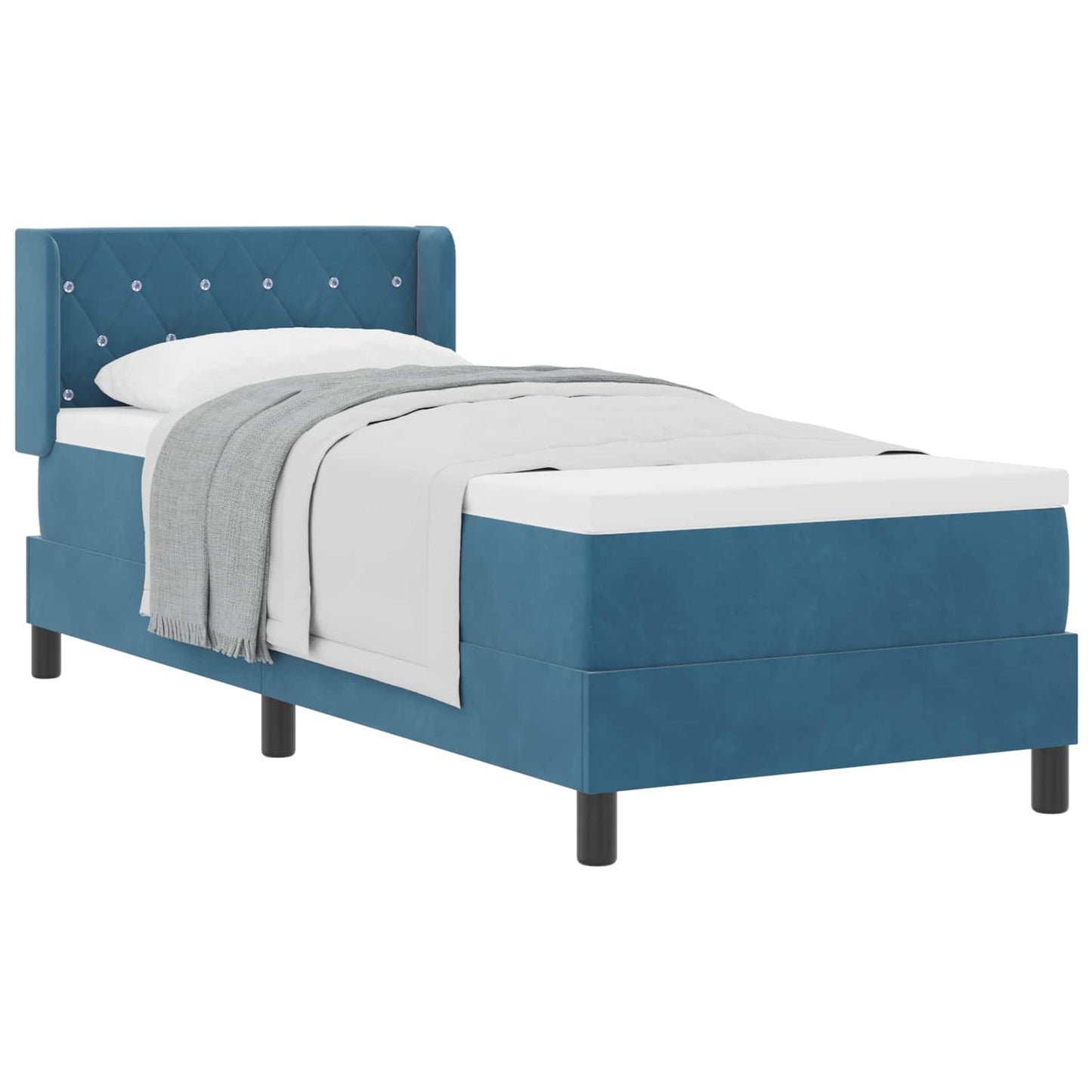 Letto a molle con materasso Blu Scuro 200 x 80 cm Velluto
