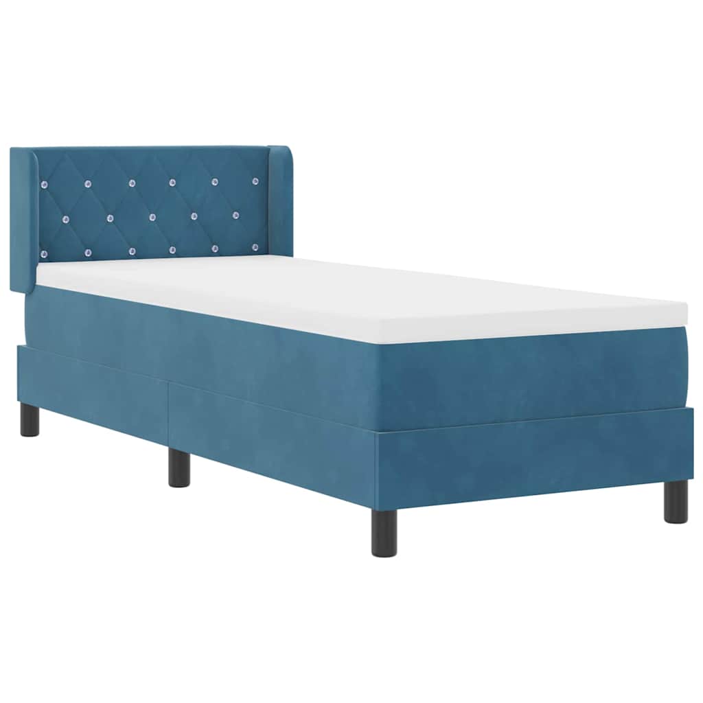 Letto a molle con materasso Blu Scuro 200 x 80 cm Velluto