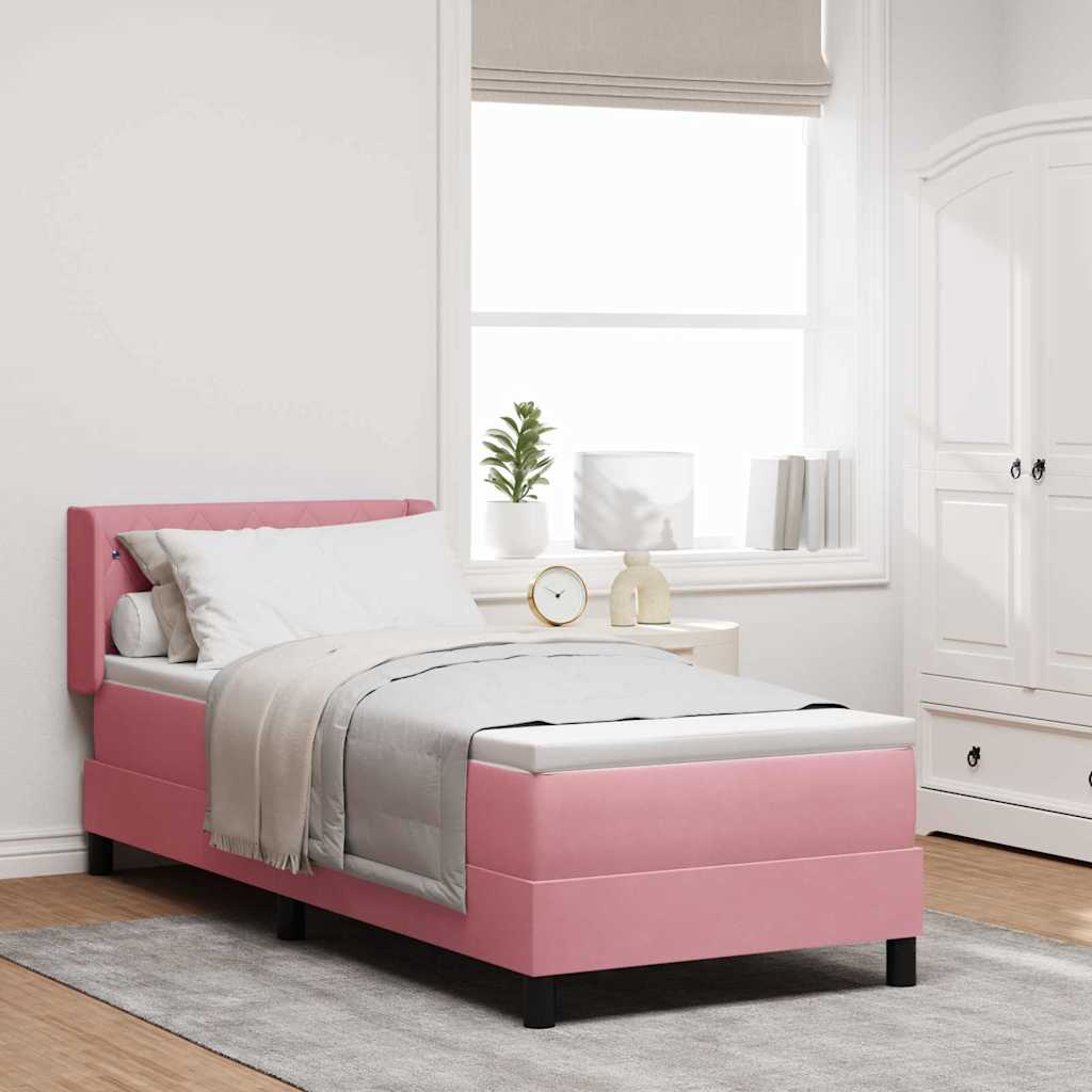 Letto a molle con materasso Rosa 200 x 80 cm Velluto