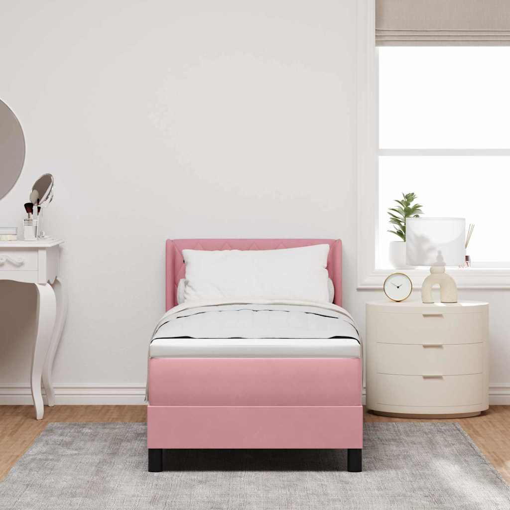 Letto a molle con materasso Rosa 200 x 80 cm Velluto