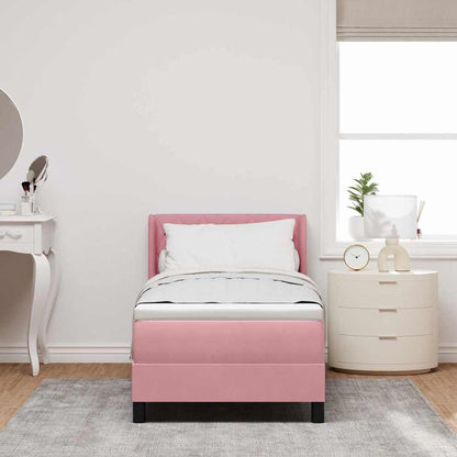 Letto a molle con materasso Rosa 200 x 80 cm Velluto