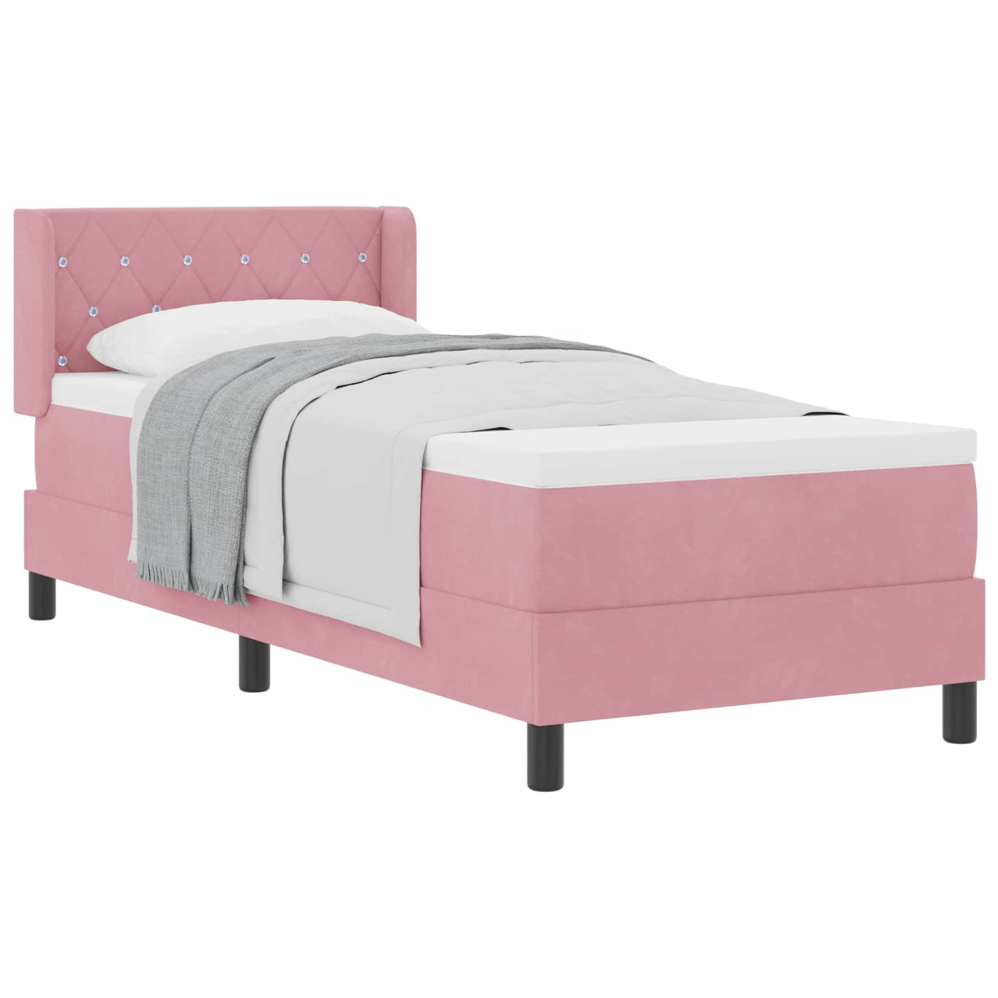 Letto a molle con materasso Rosa 200 x 80 cm Velluto