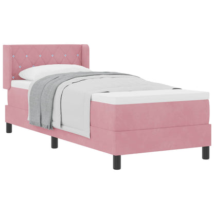 Letto a molle con materasso Rosa 200 x 80 cm Velluto