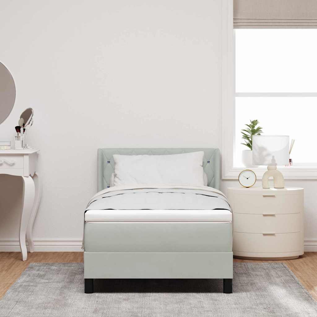 Letto a molle con materasso Grigio chiaro 190 x 90 cm Velluto