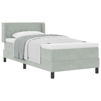 Letto a molle con materasso Grigio chiaro 190 x 90 cm Velluto