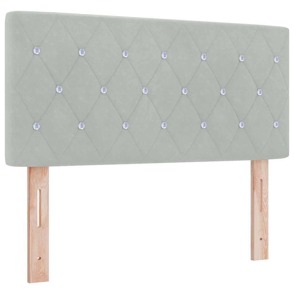 Letto a molle con materasso Grigio chiaro 190 x 90 cm Velluto