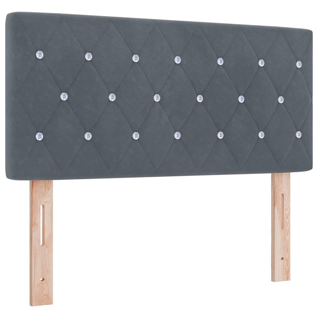 Letto a molle con materasso Grigio scuro 190 x 90 cm Velluto
