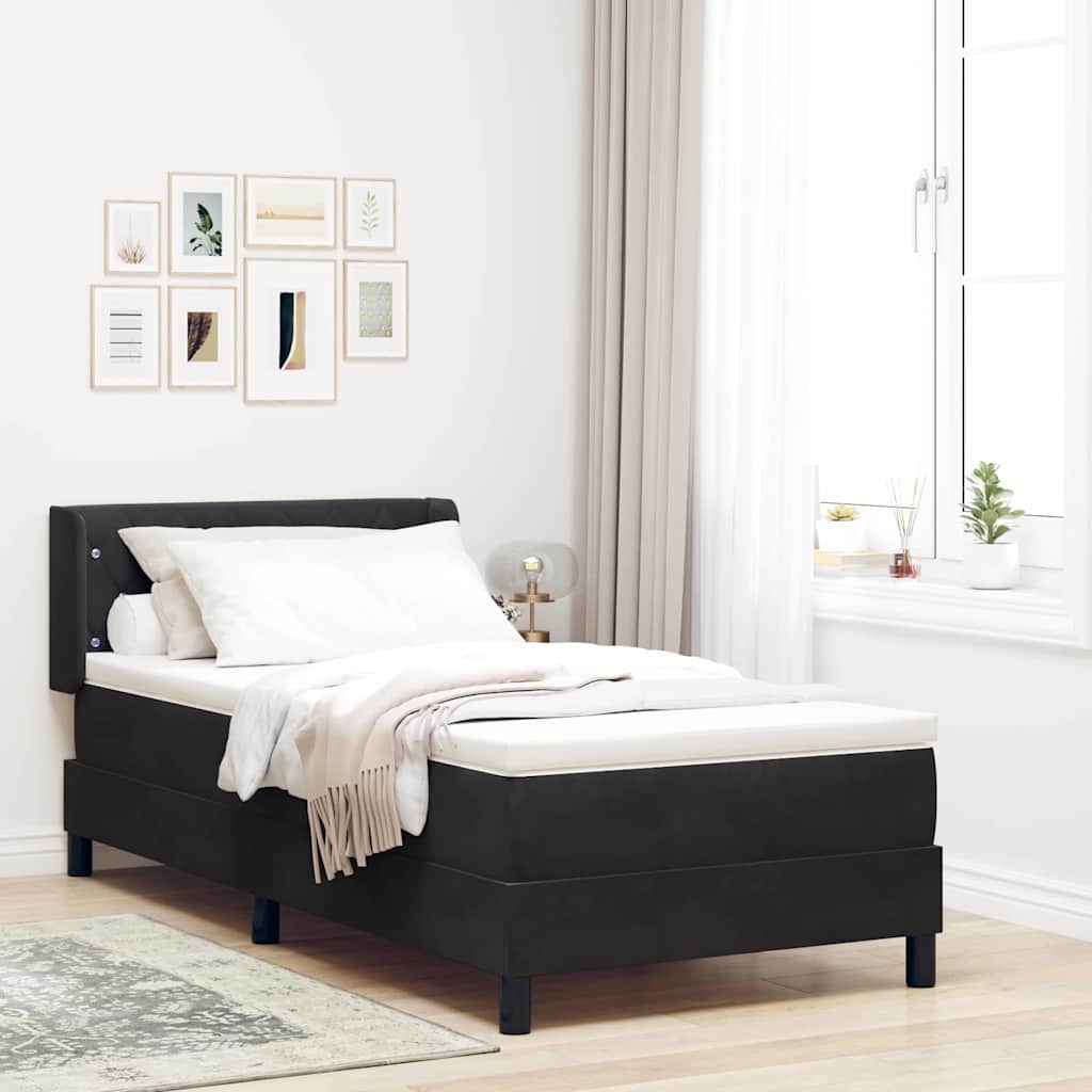 Letto a molle con materasso Nero 190 x 90 cm Velluto