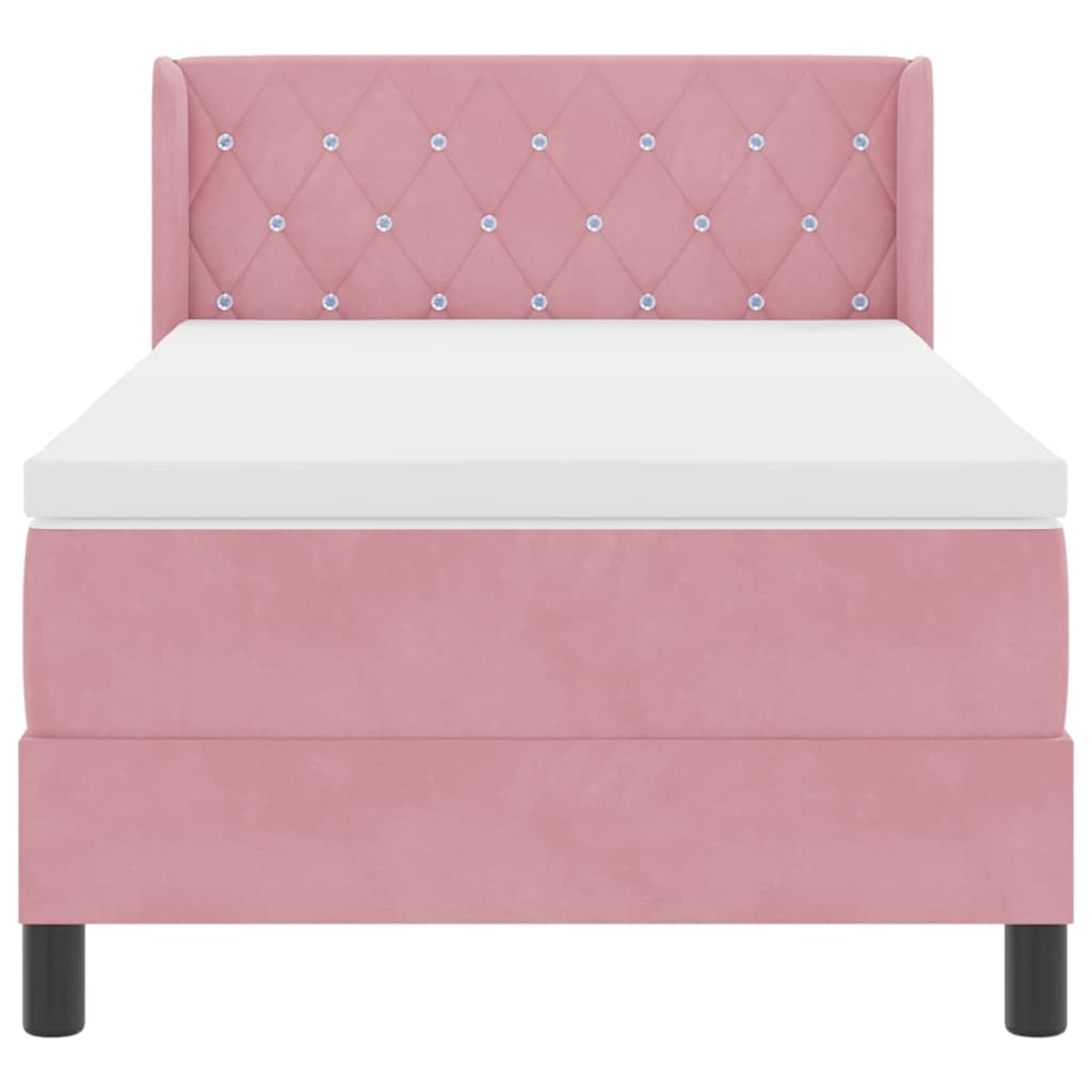 Letto a molle con materasso Rosa 190 x 90 cm Velluto
