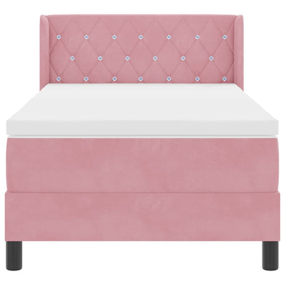 Letto a molle con materasso Rosa 190 x 90 cm Velluto