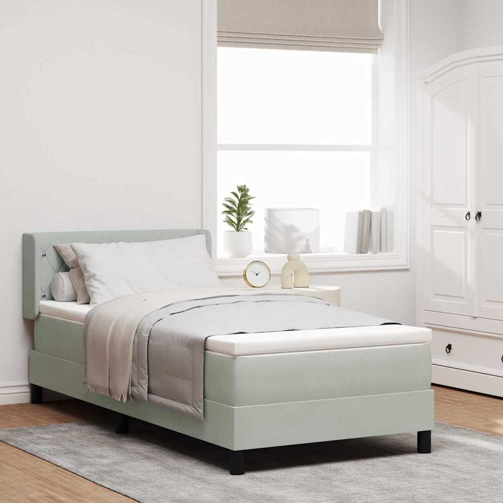 Letto a molle con materasso Grigio chiaro 200 x 90 cm Velluto