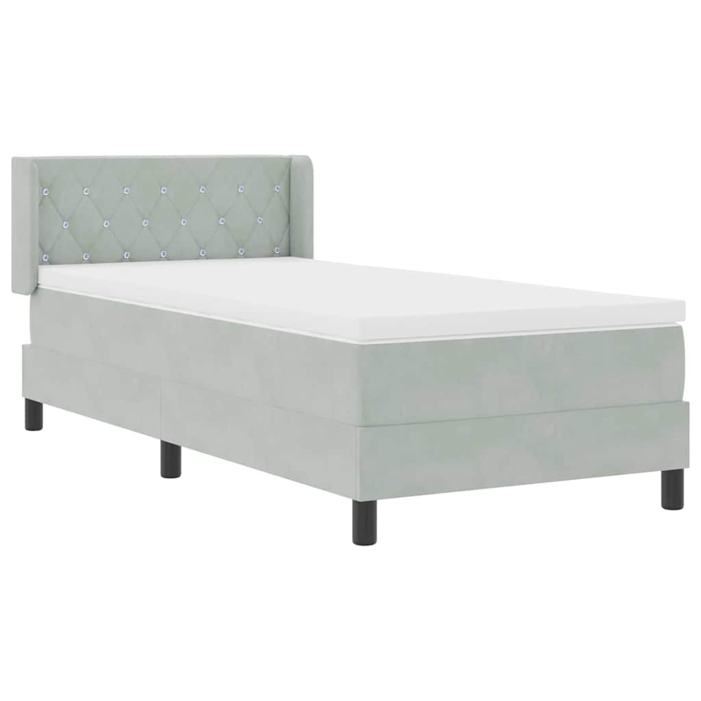 Letto a molle con materasso Grigio chiaro 200 x 90 cm Velluto