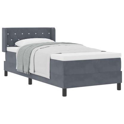 Letto a molle con materasso Grigio scuro 200 x 90 cm Velluto
