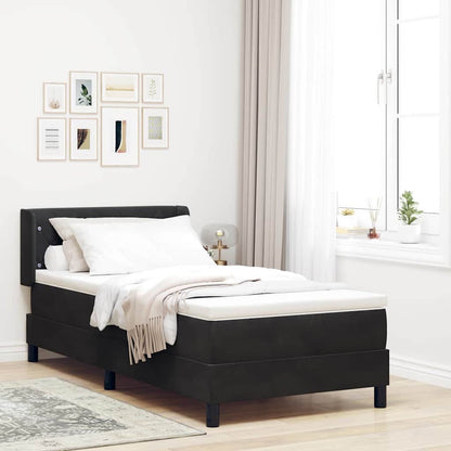 Letto a molle con materasso Nero 200 x 90 cm Velluto