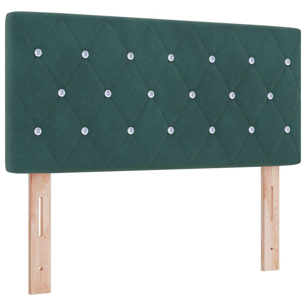 Letto a molle con materasso Verde Scuro 200 x 90 cm Velluto