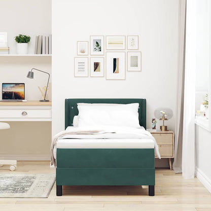 Letto a molle con materasso Verde Scuro 200 x 100 cm Velluto