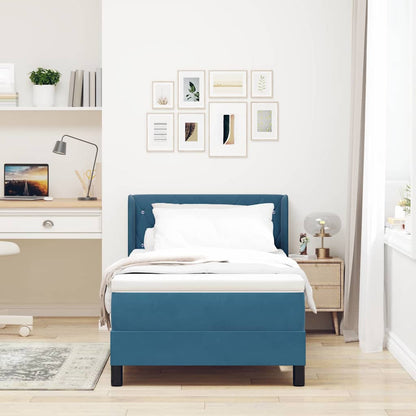 Letto a molle con materasso Blu Scuro 200 x 100 cm Velluto