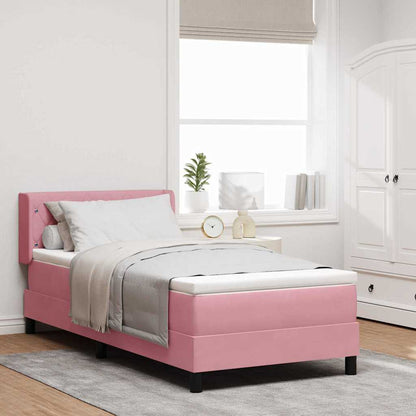 Letto a molle con materasso Rosa 200 x 100 cm Velluto