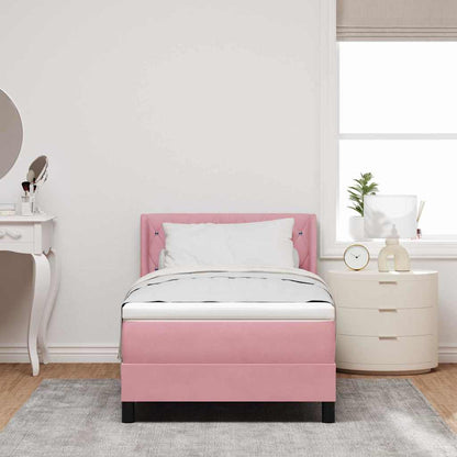 Letto a molle con materasso Rosa 200 x 100 cm Velluto
