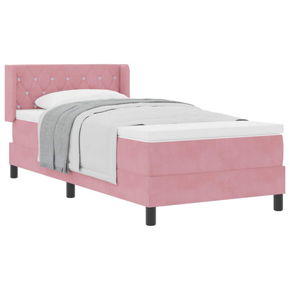 Letto a molle con materasso Rosa 200 x 100 cm Velluto