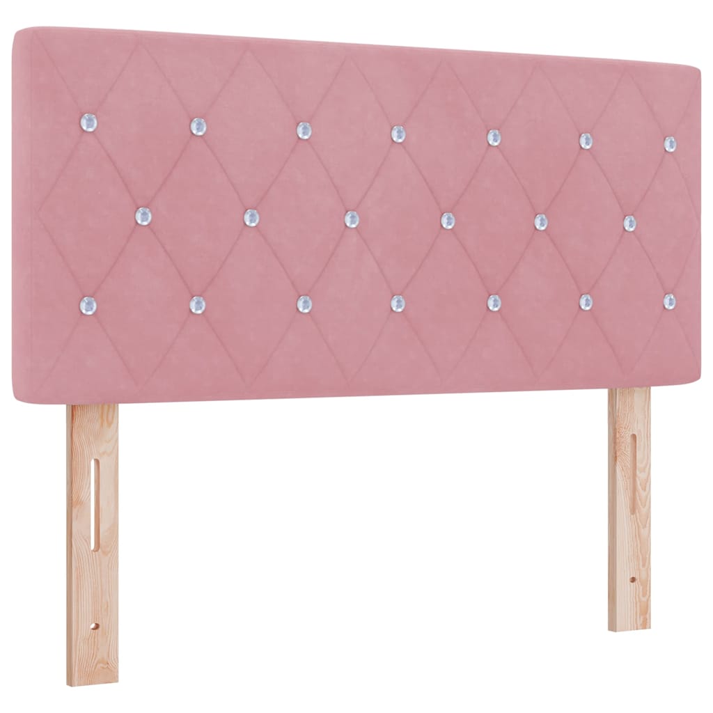 Letto a molle con materasso Rosa 200 x 100 cm Velluto