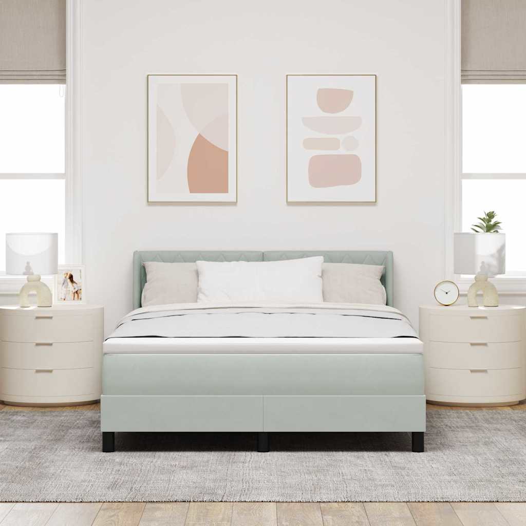 Letto a molle con materasso Grigio chiaro 190 x 140 cm Velluto
