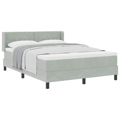 Letto a molle con materasso Grigio chiaro 190 x 140 cm Velluto