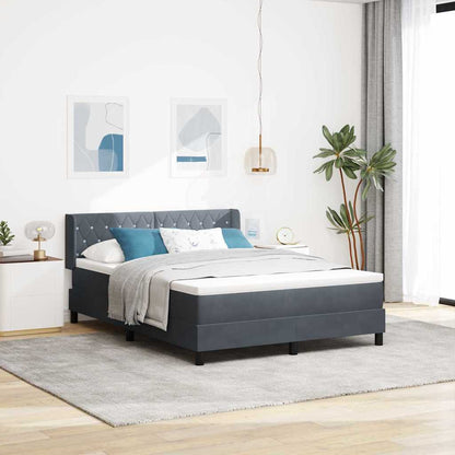 Letto a molle con materasso Grigio scuro 190 x 140 cm Velluto