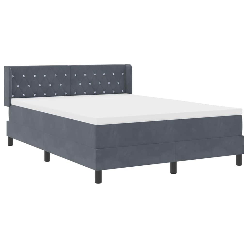 Letto a molle con materasso Grigio scuro 200 x 140 cm Velluto