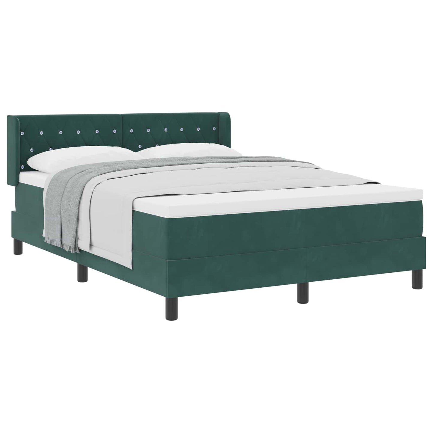 Letto a molle con materasso Verde Scuro 200 x 140 cm Velluto