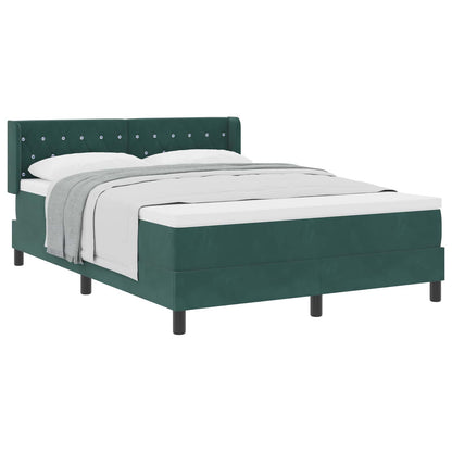 Letto a molle con materasso Verde Scuro 200 x 140 cm Velluto