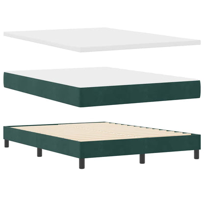Letto a molle con materasso Verde Scuro 200 x 140 cm Velluto