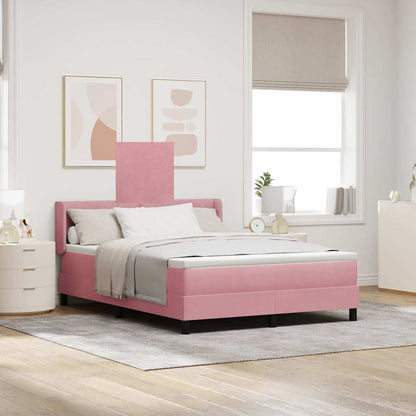 Letto a molle con materasso Rosa 200 x 140 cm Velluto