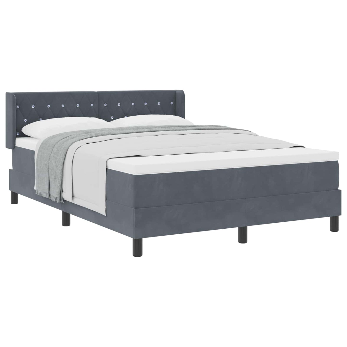 Letto a molle con materasso Grigio scuro 200 x 160 cm Velluto