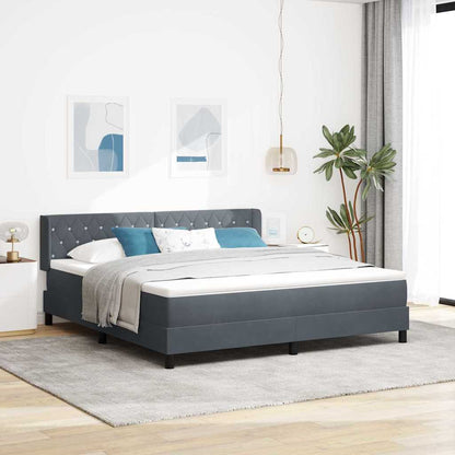 Letto a molle con materasso Grigio scuro 200 x 180 cm Velluto