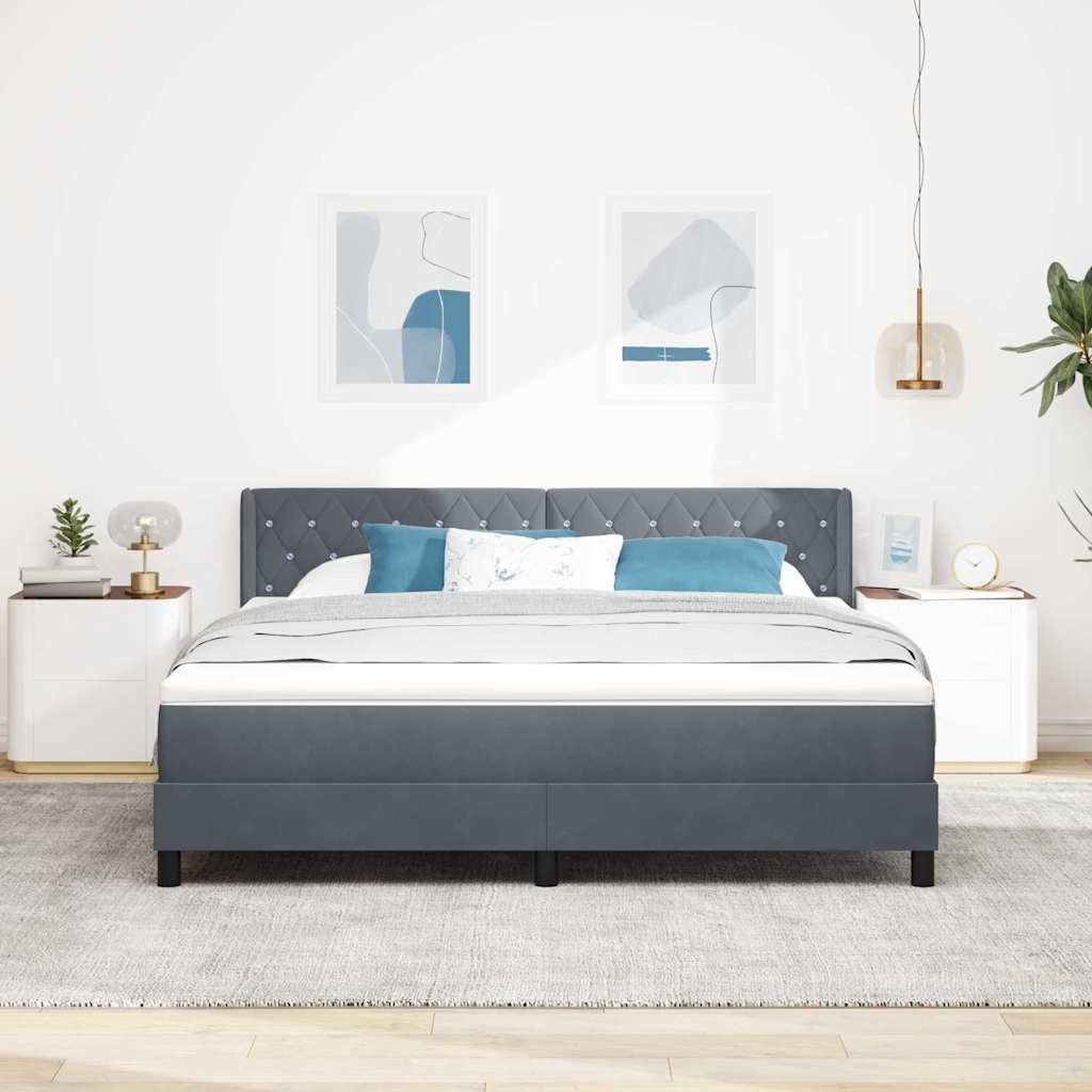 Letto a molle con materasso Grigio scuro 200 x 180 cm Velluto