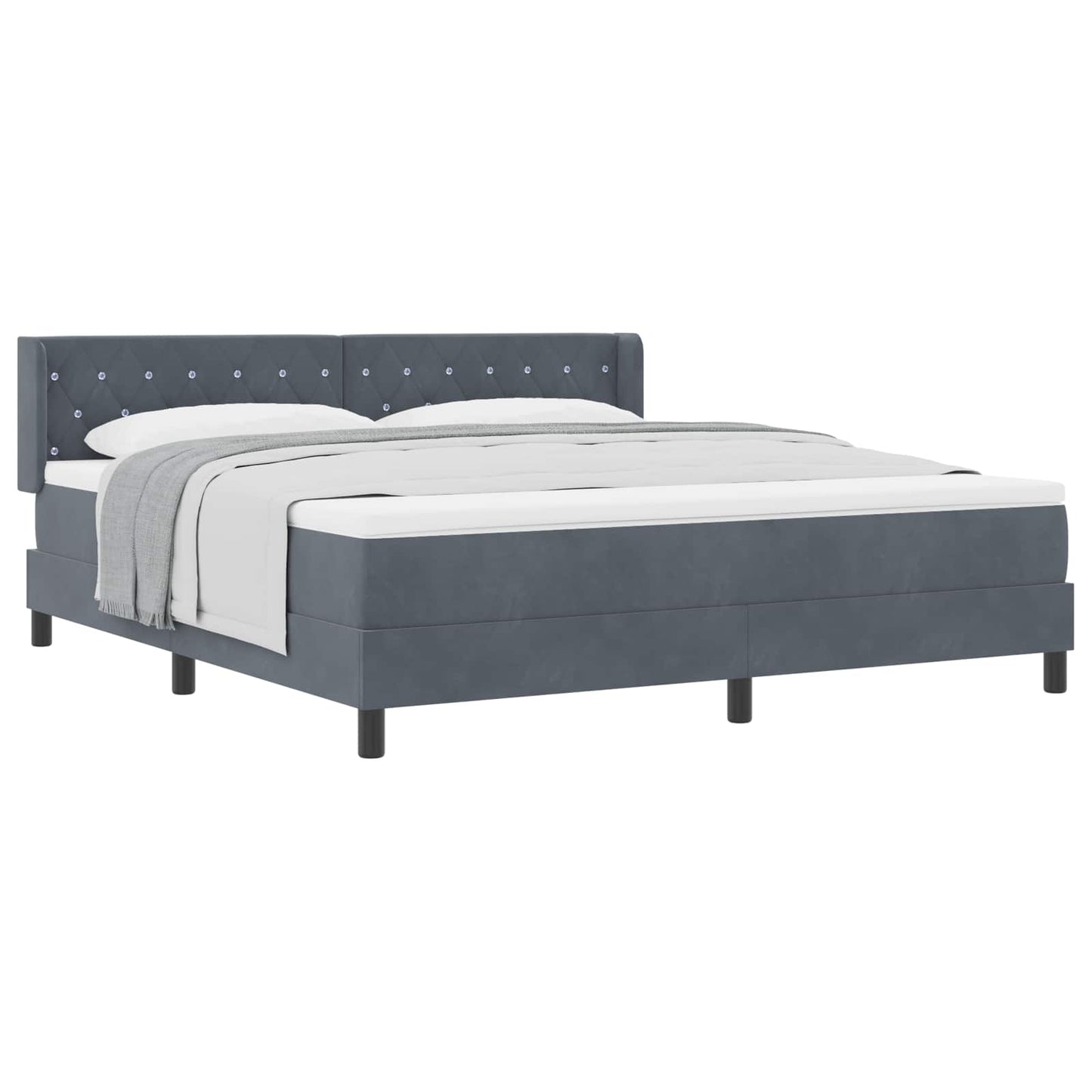 Letto a molle con materasso Grigio scuro 200 x 180 cm Velluto