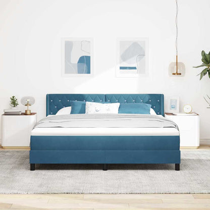 Letto a molle con materasso Blu Scuro 200 x 180 cm Velluto