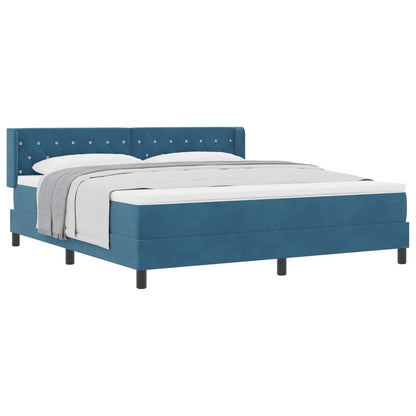 Letto a molle con materasso Blu Scuro 200 x 180 cm Velluto