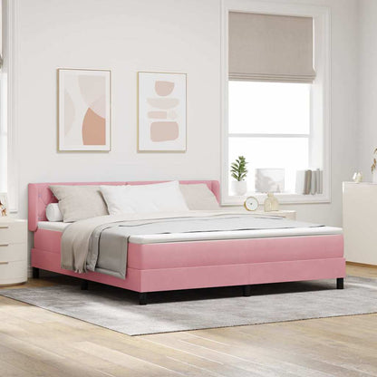Letto a molle con materasso Rosa 200 x 180 cm Velluto